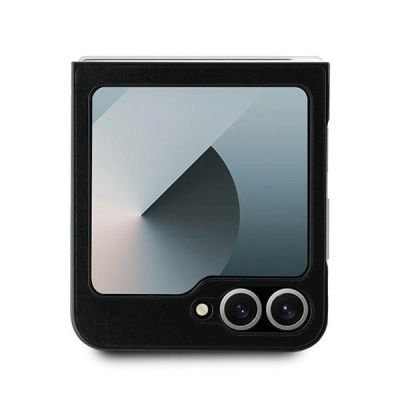 3. DKNY Leather Metal Stack Logo Case for Samsung Galaxy Z Flip 6 - Black