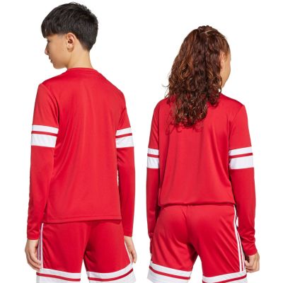 10. adidas Squadra 25 Long Sleeve Jersey for Kids Red and White JJ0041