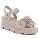 Women's beige leather wedge sandals Vinceza 26-79615