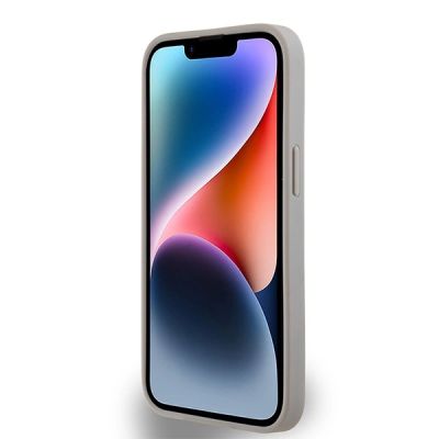 5. DKNY Leather Mono Stripe & Metal Logo case for iPhone 15 / 14 / 13 - beige