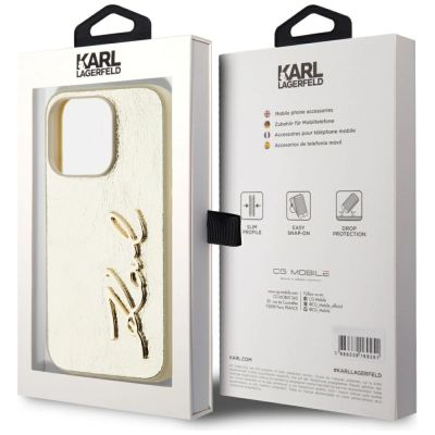8. Karl Lagerfeld Wrinkled Metal Signature iPhone 15 Pro Case - Gold