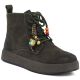 Women's leather ankle boots with thick soles, green Artiker 59C1132