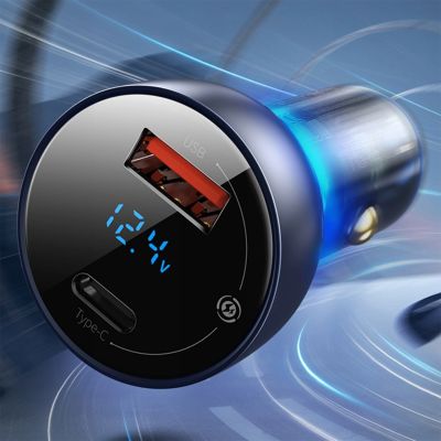 5. Baseus Particular 65W USB-A USB-C QC PPS Car Charger with Digital Display - Dark Gray