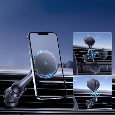 5. Wozinsky WCT5-6S4Y Car Holder with Qi/MagSafe 15W Inductive Charger for Air Vent - Black