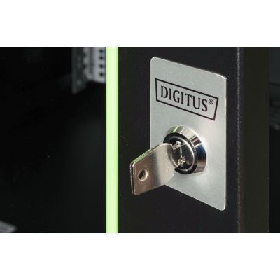 20. Digitus Unique 19" 12U 600x600 wall-mounted network cabinet, glass door, black, undivided, assembled, 100kg
