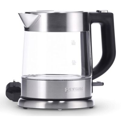 7. SEVERIN ELECTRIC KETTLE, GLASS AND STEEL, CAPACITY 1 L, CONCEALED HEATER, ANTI-SCALE FILTER, INDICATOR LIGHT, POWER 2200 W WK3468