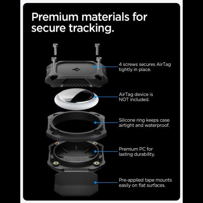 15. Spigen Tough Armor Case for AirTag 1/2 - Black