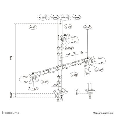 30. Neomounts DS60-600BL2-1 Monitor Holder/Stand 81.3 cm (32") Desk Black