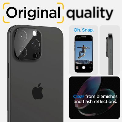 14. Spigen Optik.tR Camera Protector for iPhone 14 Pro / Pro Max / 15 Pro / Pro Max / 16 Pro / Pro Max - Black 2 pcs.