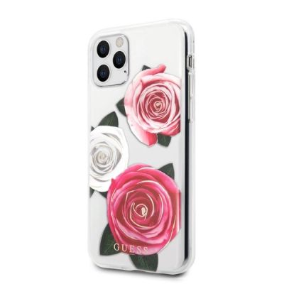 2. Guess GUHCN58ROSTRT iPhone 11 Pro transparent hardcase Flower Desire Pink & White Rose