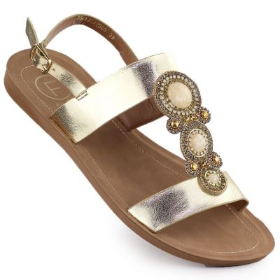 7. Women's flat sandals with decoration, melissa gold, Filippo DS6882