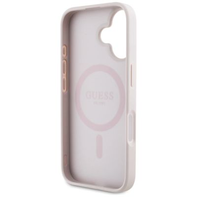 7. Guess 4G Circle Classic Logo MagSafe iPhone 16 Case - Pink