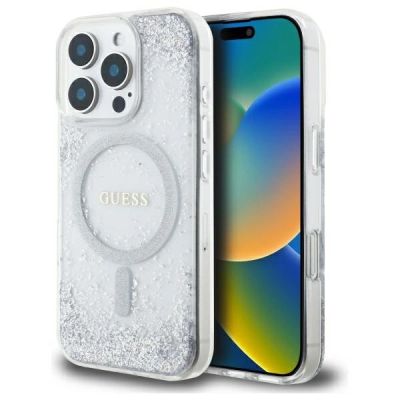 Guess Resin Gradient Glitter MagSafe case for iPhone 16 Pro - silver