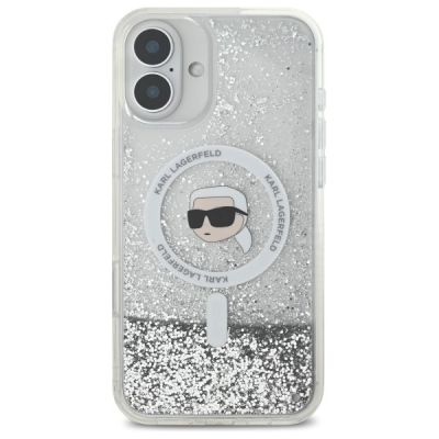 3. Karl Lagerfeld Liquid Glitter Karl Head Magsafe Case for iPhone 16 Plus - Clear