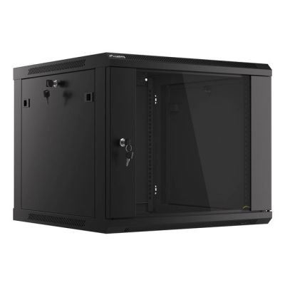 10. Lanberg WF01-6609-10B single-section cabinet (9U; 500mm / 600mm / 600mm; wall-mounted; Glass; 19''; black)