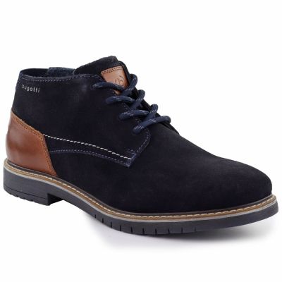 Men's suede leather ankle boots navy blue Bugatti 331-8373H-1400