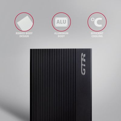 3. AXAGON EE35-GTR USB-C 3.2 Gen 1 - SATA 6G, 3.5" External Hard Drive Enclosure, Grooved - Black