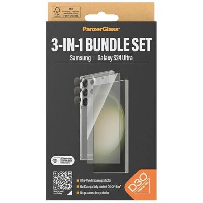 4. PanzerGlass Bundle 3in1 Transparent Case + Film + Camera Protector for Samsung Galaxy S24 Ultra