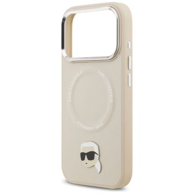 6. Karl Lagerfeld Karl Pin MagSafe Case for iPhone 17 Pro - Beige