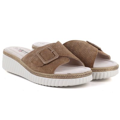 4. Women's brown leather wedge sandals S.Barski 7002