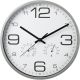 30CM WALL CLOCK WITH THERMOMETER SILVER