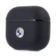 3. BMW Genuine Leather Silver Logo Case for AirPods 3 - Navy Blue