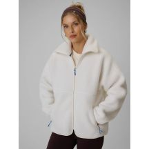 Women's loose sherpa fleece with stand-up collar 4F 4FWAW26TFLEF463-11S