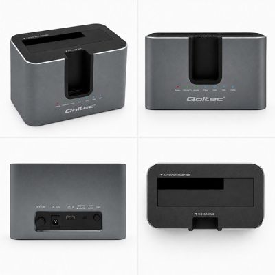 8. Qoltec 52631 HDD SSD Docking Station | SATA | M.2 NVMe | Cloning | USB-C | 10Gb/s | 28TB