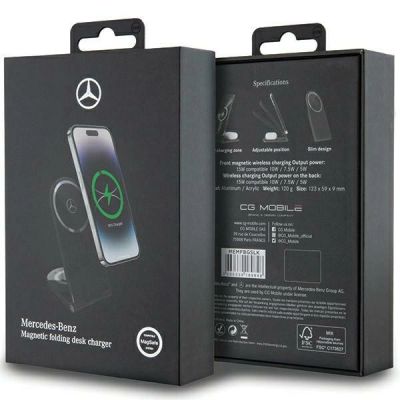 5. Mercedes Silver Stars MagSafe foldable 2in1 15W inductive charger - black