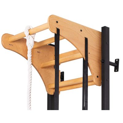 3. WOODEN AND METAL GYMNASTIC WALL BAR WITH WOODEN BAR AND ACCESSORIES BENCHK 211B A076