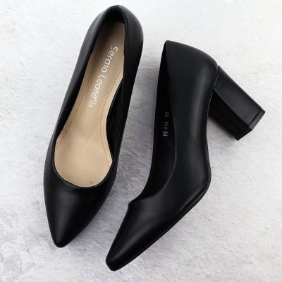 4. Sergio Leone PB414 women's black pumps with a block heel