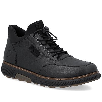 Men's leather ankle boots, warm and comfortable, black, Rieker B3356-00