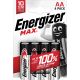 2. ENERGIZER ALKALINE BATTERIES MAX AA LR6, 4 PIECES, ECO PACKAGING