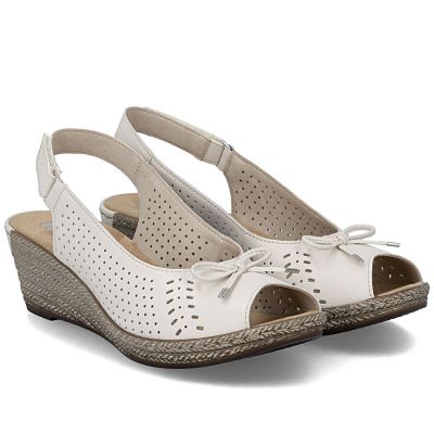 3. Women's leather wedge sandals with bow Rieker 624H1-60