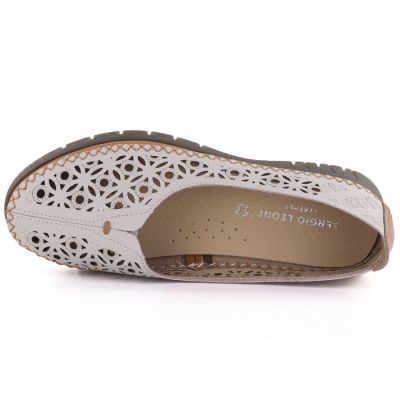 3. Women's leather openwork shoes, gray, Sergio Leone SP006