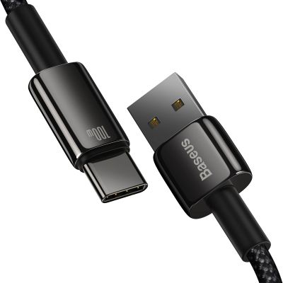 3. Baseus Tungsten Gold USB-A to USB-C Cable 480Mb/s 100W 1m Black (CAWJ000001)