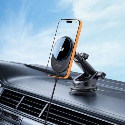 9. Tech-Protect V21 MagSafe Car Holder with 25W QI2.2 Inductive Charger for Cockpit/Windshield/Air Vent - Black