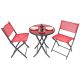 9. BALCONY FURNITURE SET ROUND TABLE AND 2 FOLDING CHAIRS RED