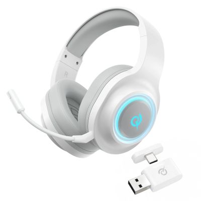 8. QCY Heroad V200 Tri-Mode Gaming Headphones with 7.1 Sound, 240h Battery, and Detachable Microphone - White
