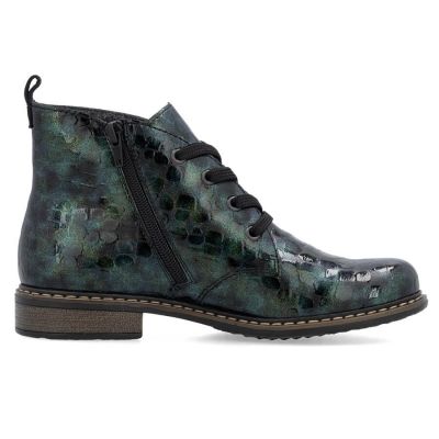 4. Women’s green patent croc ankle boots Rieker 71205-90