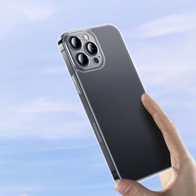 10. Baseus Frosted Glass Case Cover for iPhone 13 Pro Max Hard Cover with Gel Frame Transparent (ARWS000802)