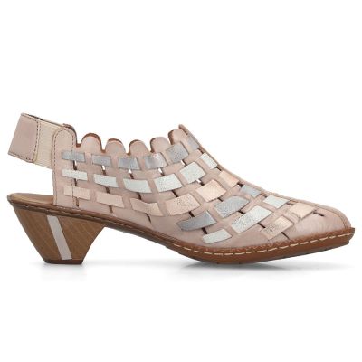 2. Women's leather high-heeled shoes, comfortable and flexible, cream Rieker 46778-64