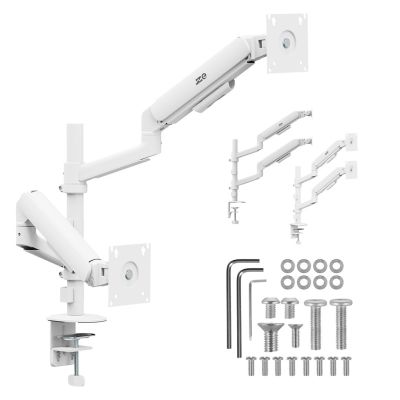 9. ERGO OFFICE MOUNT FOR 2 MONITORS, GAS SPRING, 17"-32", 1-10KG, MATTE WHITE ER-692 W