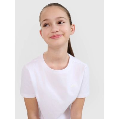3. Regular plain girls' T-shirt 4F 4FJWSS25TTSHF2177-10S