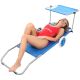 28. FOLDABLE BEACH CHAIR WITH CANOPY ON WHEELS 116x62x60-90CM BLUE
