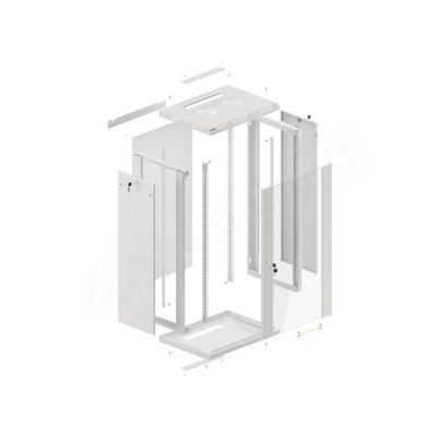 11. Lanberg WF01-6422-10S rack cabinet (22U; 1080mm / 600mm / 450mm; wall-mounted; Glass; 19''; gray)