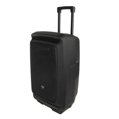 14. V-TONE OrionX 14 ACCU - Active speaker, black, rechargeable, Bluetooth, TWS, USB, AUX, FM, DSP, extendable handle, transport wheels, 135W RMS