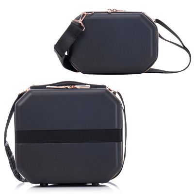 4. COSMETIC BAG + HANDBAG SET ABS T5821-6 BLACK SEMI LINE