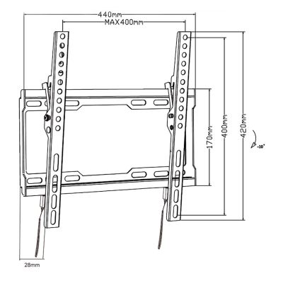 5. MACLEAN TV MOUNT MAX VESA 400X400, 32-70", 45KG, TILT ADJUSTMENT +0°~-10°, MC-412