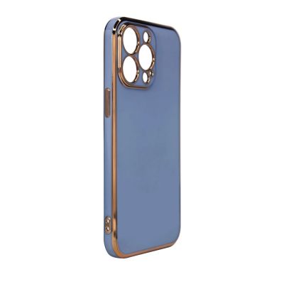 2. Lighting Color Case for iPhone 12 Pro Max blue gel cover with gold frame